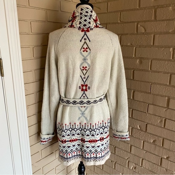 Wrangler Open Front Cardigan Sweater Aztec Tribal Print Western Cozy Soft Medium - Picture 4 of 8
